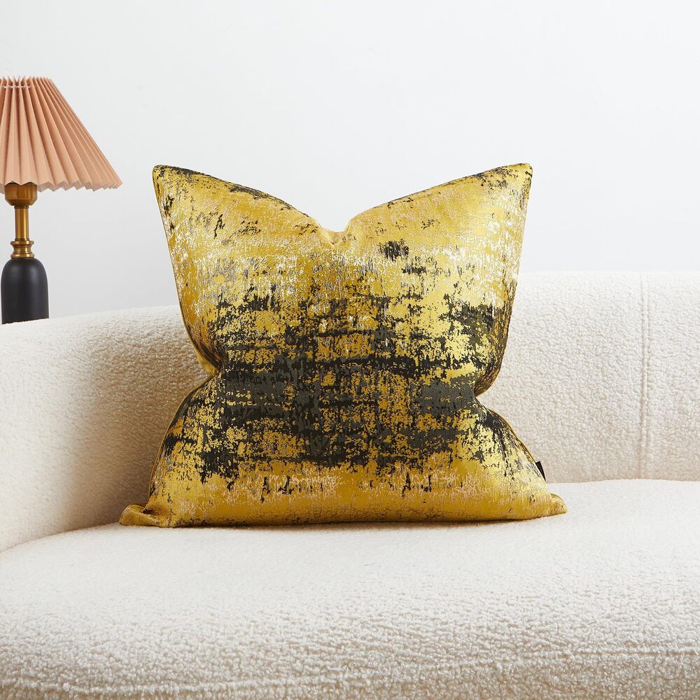 2865 Throw Pillow Covers Accent Yellow Gold &Black Cushion Cover Luxury